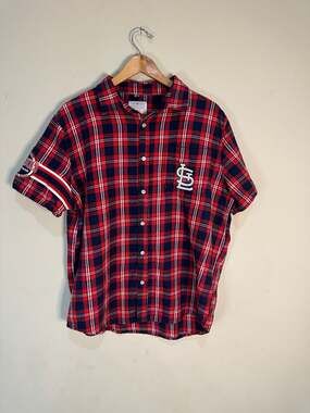MLB St. Louis Cardinals Flannel Shirt Short Sleeve XL